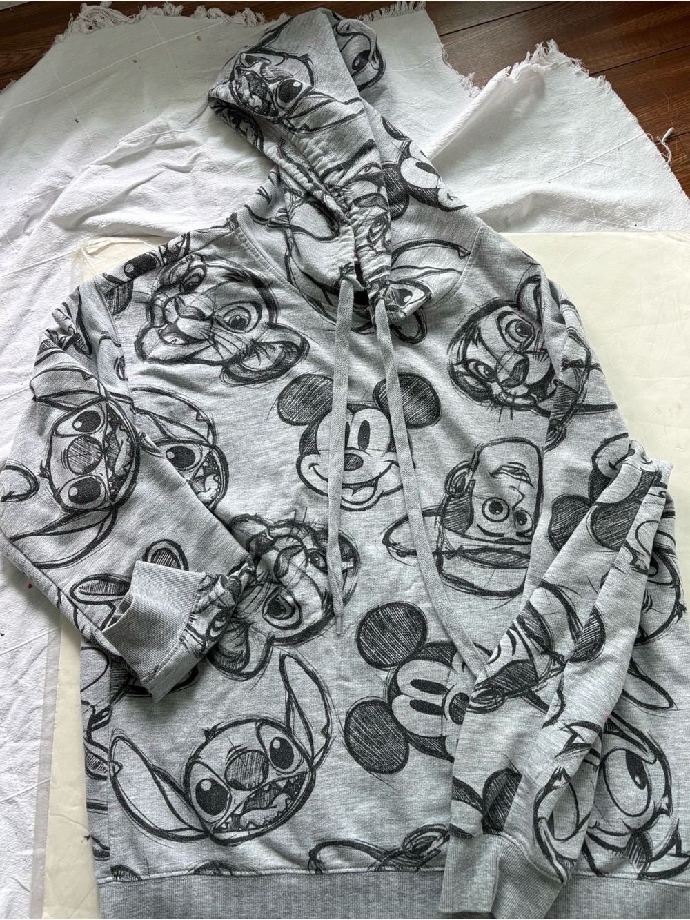Grey Disney 100 Character Sketch Hoodie